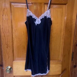 Victoria's Secret Black Chemise with White Lace